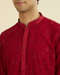 Manyavar Men Radiant Red Festive Kurta Set