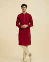 Manyavar Men Radiant Red Festive Kurta Set