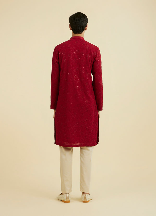 Manyavar Men Radiant Red Festive Kurta Set