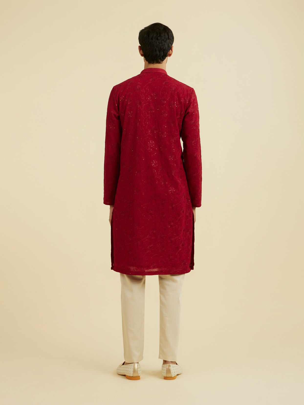 Manyavar Men Radiant Red Festive Kurta Set