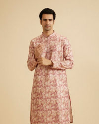 Manyavar Men Dusty Pink Art Silk Kurta Pajama