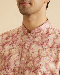 Manyavar Men Dusty Pink Art Silk Kurta Pajama