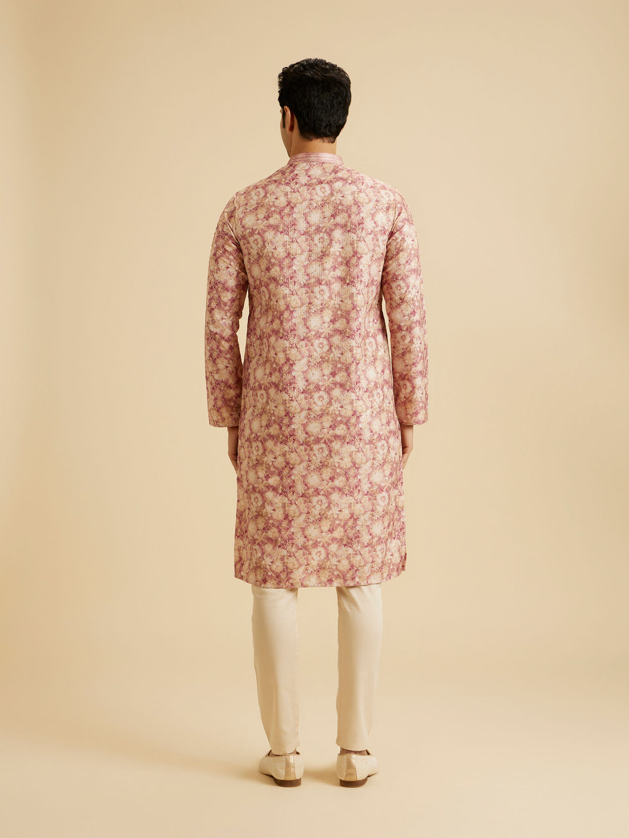 Manyavar Men Dusty Pink Art Silk Kurta Pajama