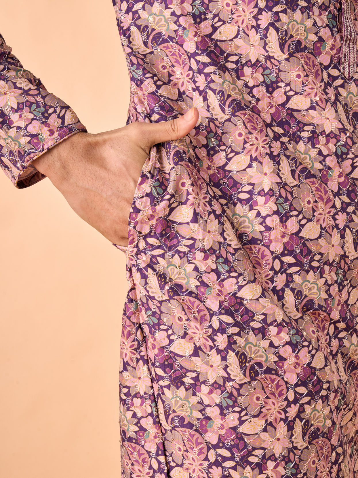 Manyavar Men Graceful Purple Kurta Pajama