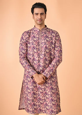Manyavar Men Graceful Purple Kurta Pajama