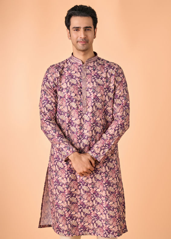 Manyavar Men Graceful Purple Kurta Pajama