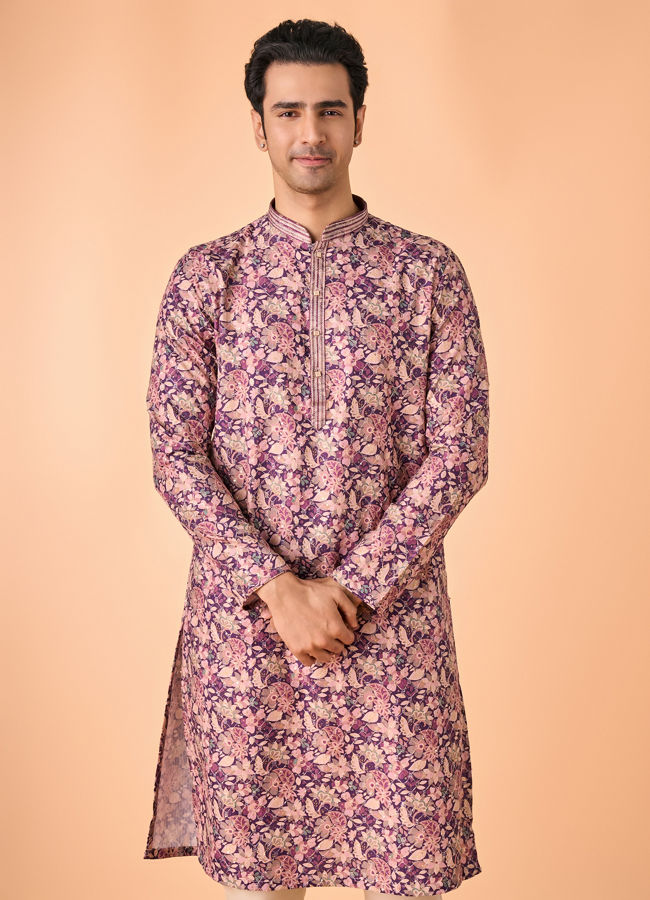 Manyavar Men Graceful Purple Kurta Pajama