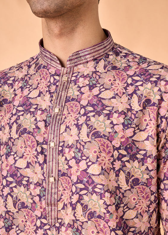 Manyavar Men Graceful Purple Kurta Pajama