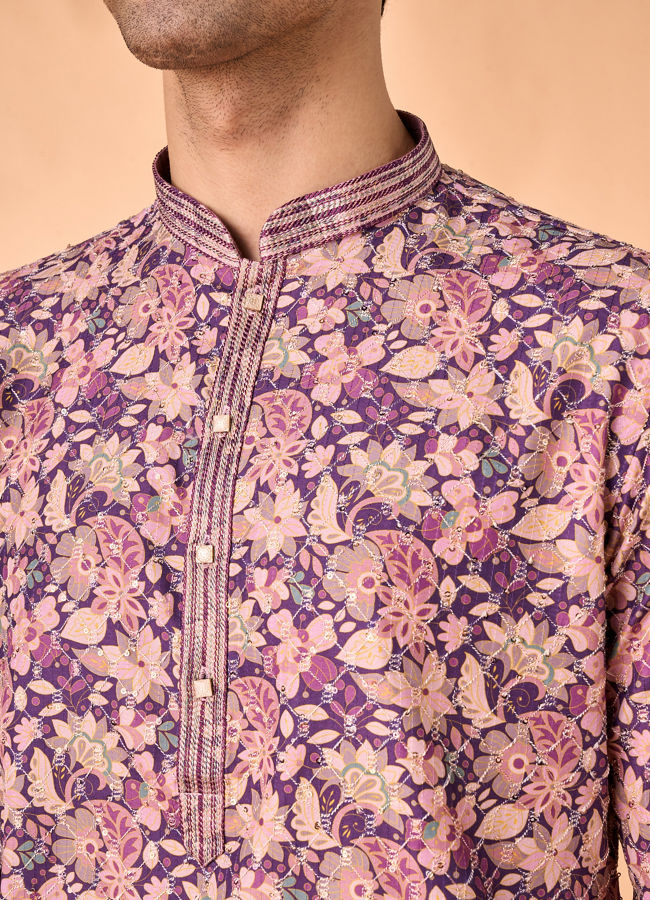 Manyavar Men Graceful Purple Kurta Pajama
