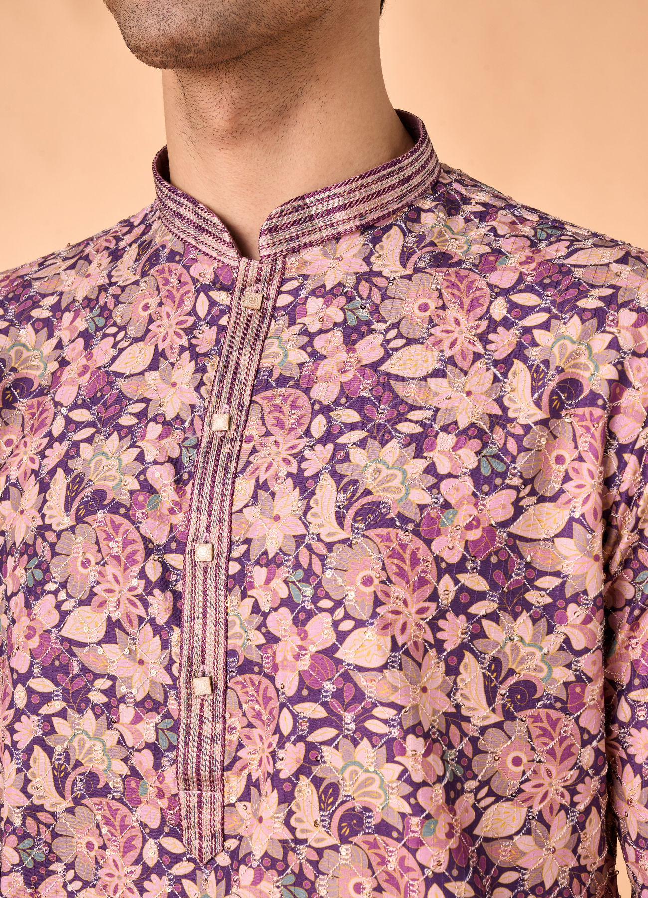 Manyavar Men Graceful Purple Kurta Pajama