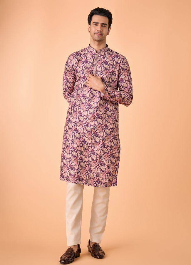Manyavar Men Graceful Purple Kurta Pajama