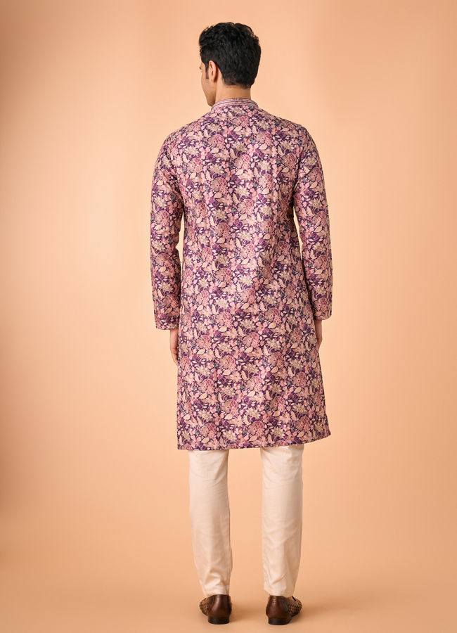 Manyavar Men Graceful Purple Kurta Pajama