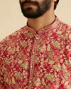 Manyavar Men Radiant Coral Ensemble Kurta Pajama