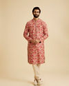 Manyavar Men Radiant Coral Ensemble Kurta Pajama