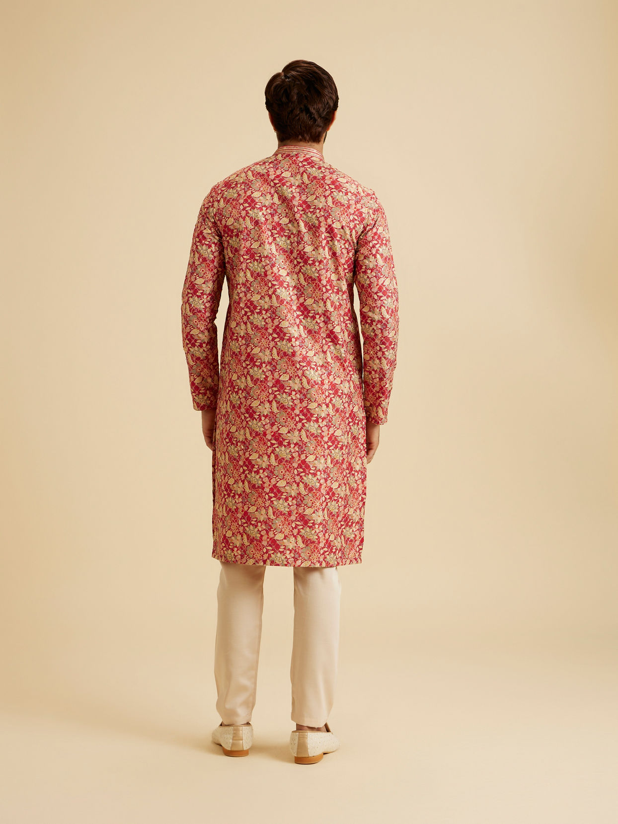 Manyavar Men Radiant Coral Ensemble Kurta Pajama