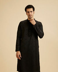 Manyavar Men Elegant Black Kurta Pajama Set