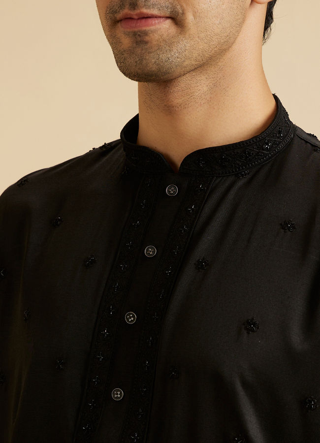 Manyavar Men Elegant Black Kurta Pajama Set