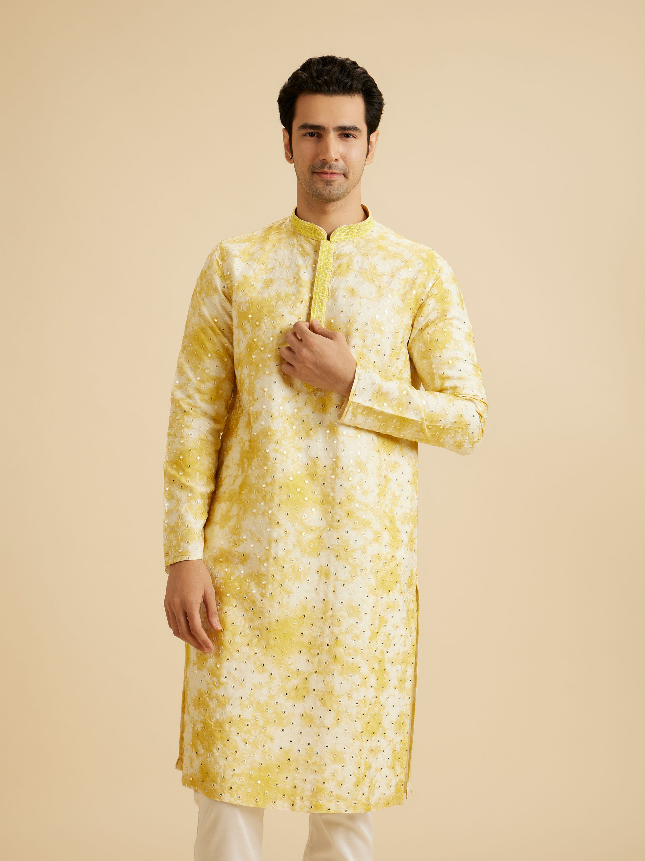 Manyavar Men Sunlit Yellow Kurta Pajama