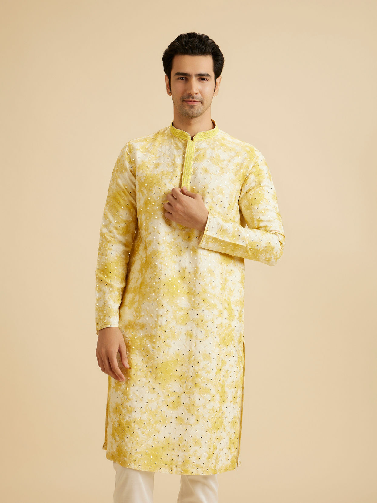 Manyavar Men Sunlit Yellow Kurta Pajama