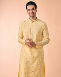 Manyavar Men Vibrant Yellow Elegance Kurta Pajama