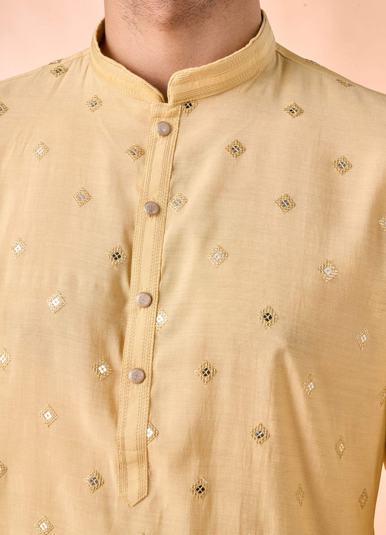 Manyavar Men Vibrant Yellow Elegance Kurta Pajama