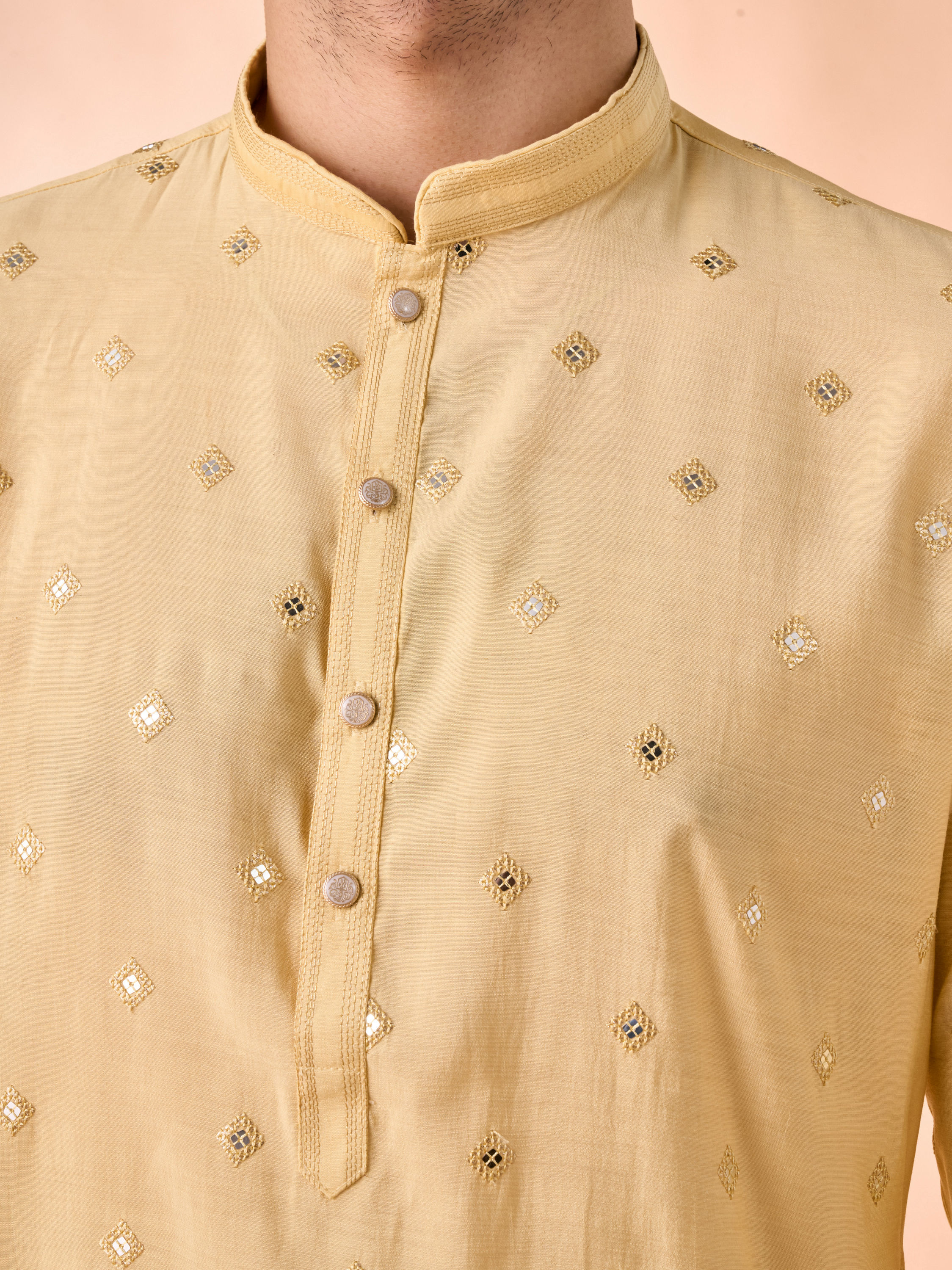 Manyavar Men Vibrant Yellow Elegance Kurta Pajama