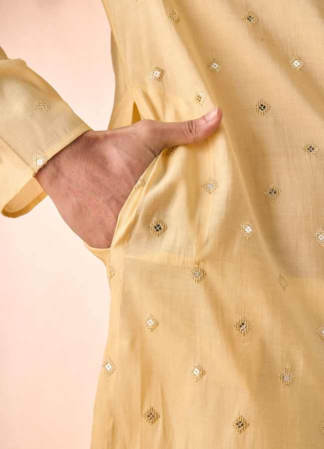 Manyavar Men Vibrant Yellow Elegance Kurta Pajama