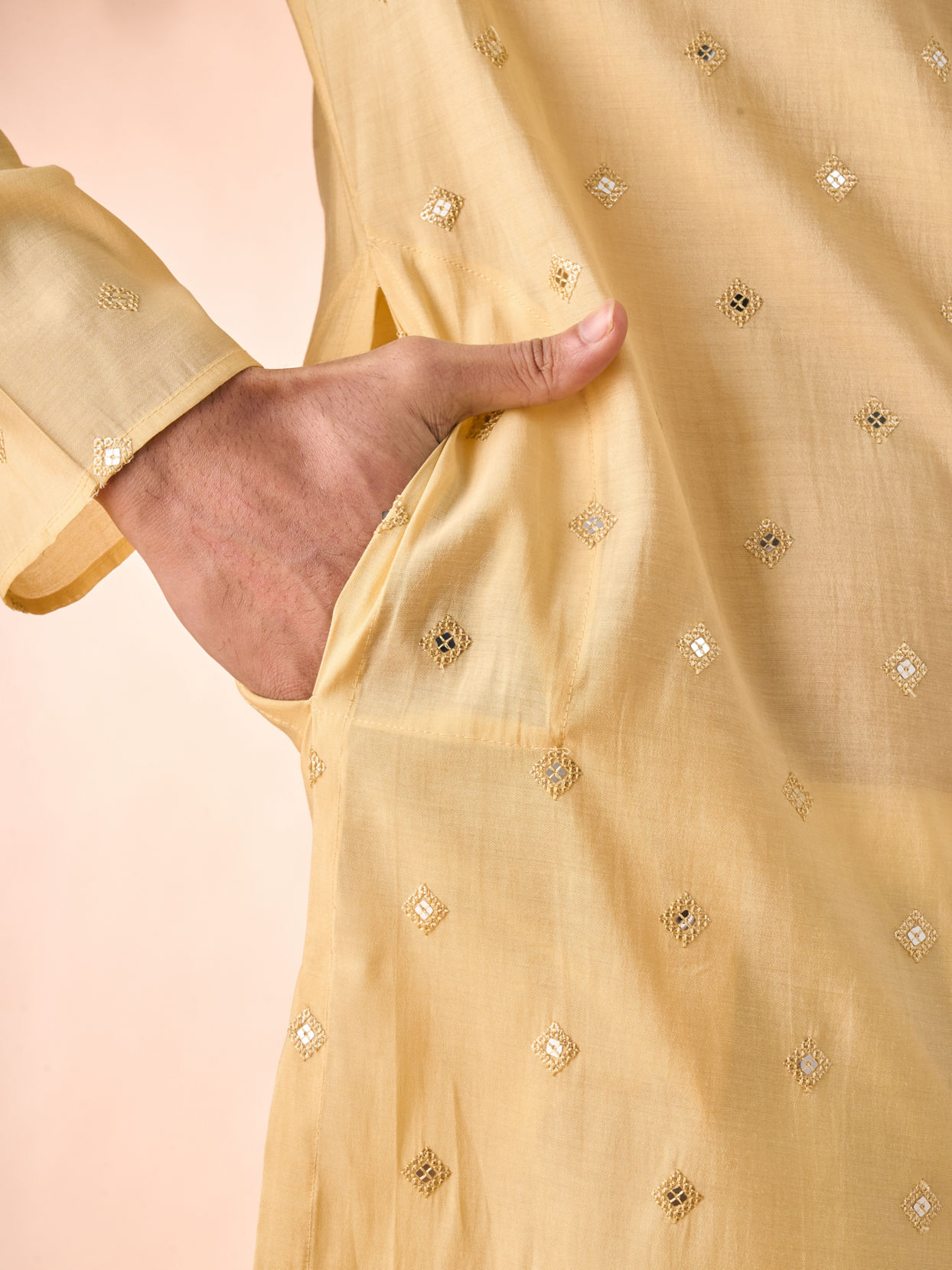 Manyavar Men Vibrant Yellow Elegance Kurta Pajama