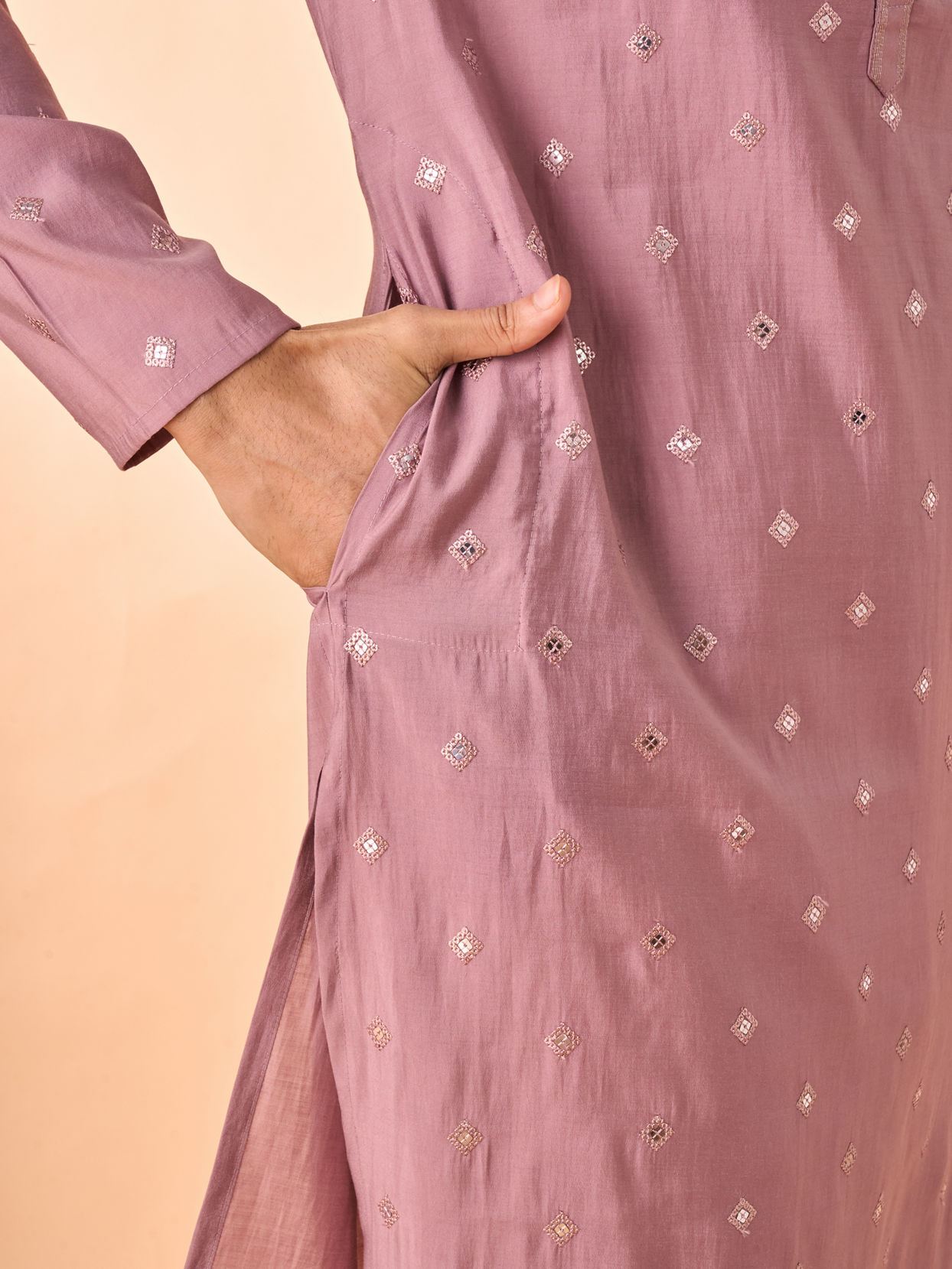 Manyavar Men Dusty Pink Elegance Kurta Pajama