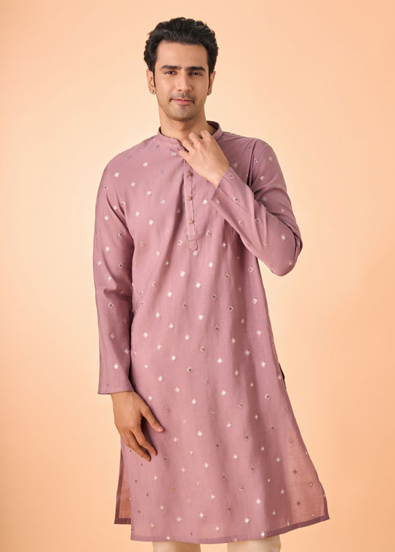 Manyavar Men Dusty Pink Elegance Kurta Pajama