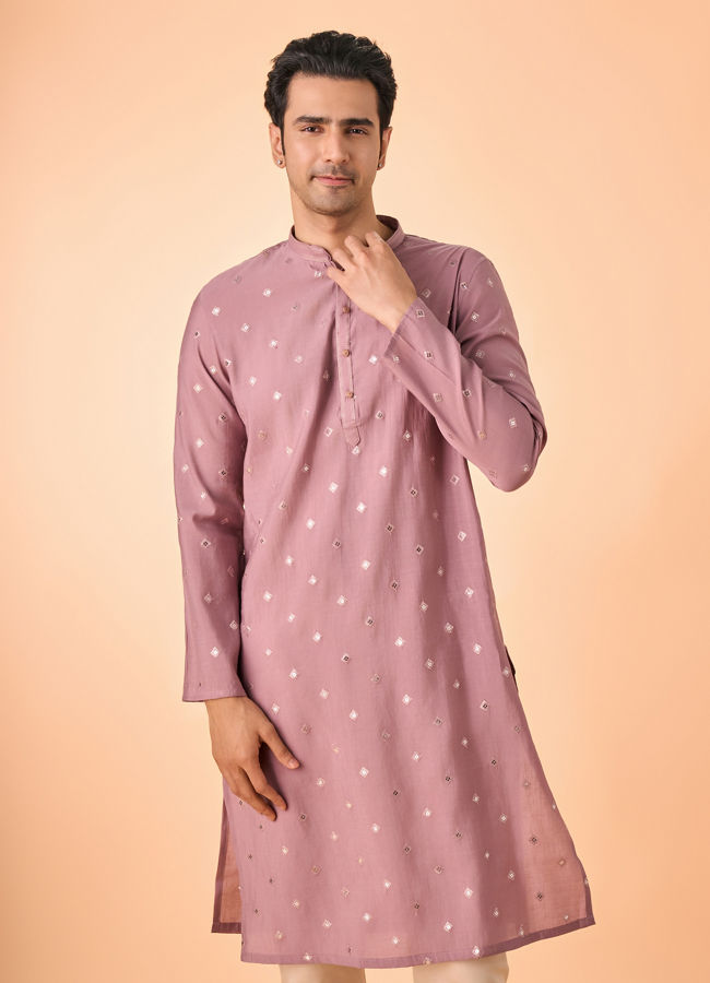 Manyavar Men Dusty Pink Elegance Kurta Pajama
