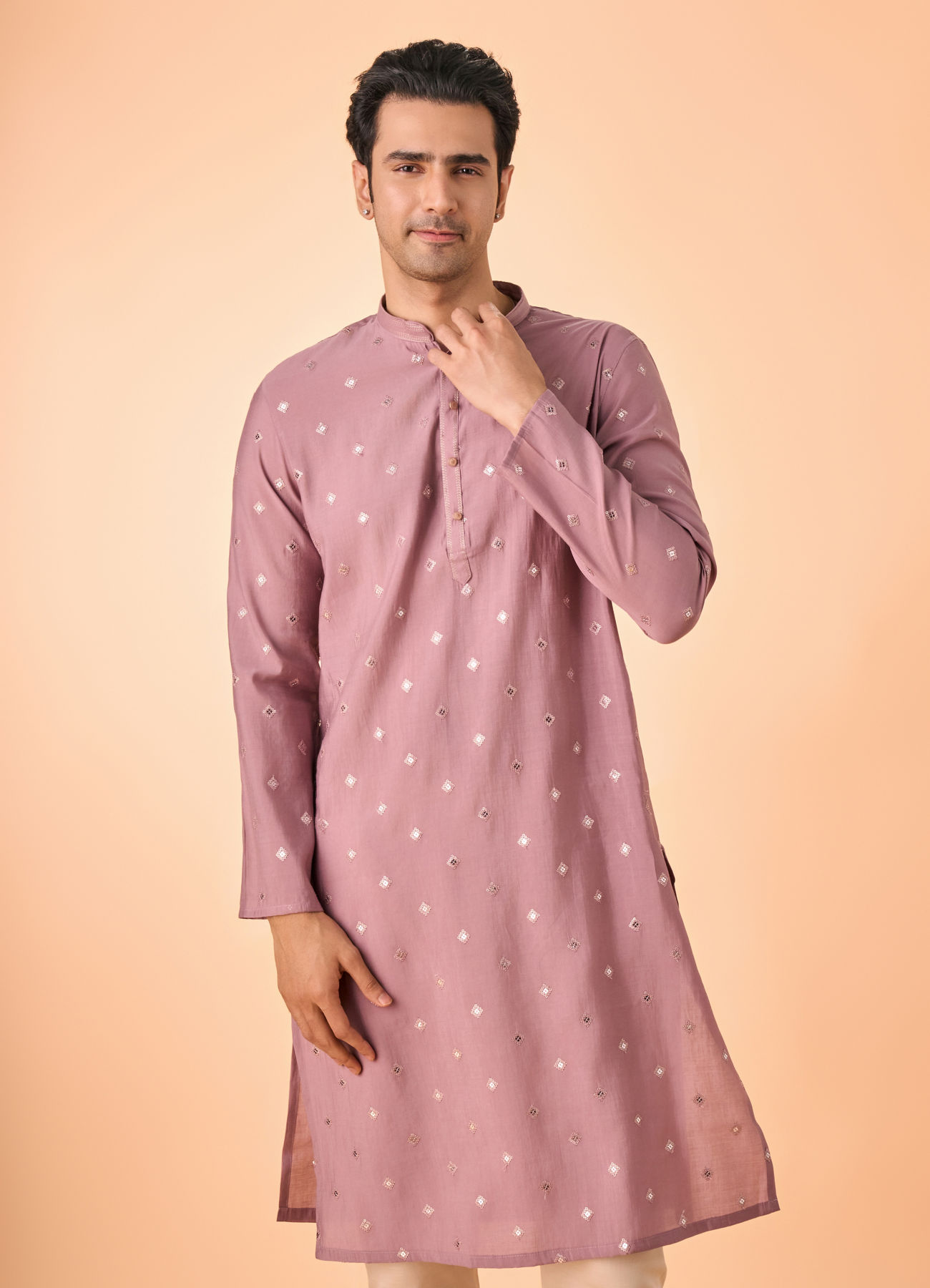 Manyavar Men Dusty Pink Elegance Kurta Pajama