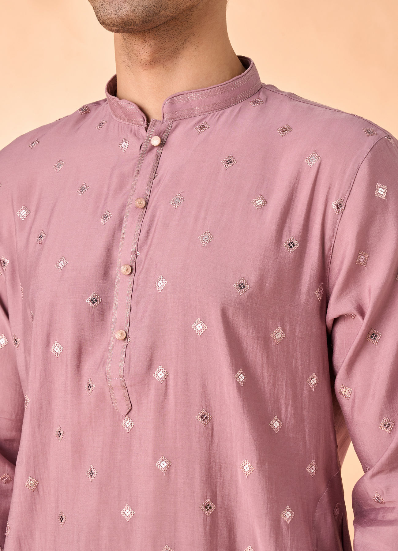 Manyavar Men Dusty Pink Elegance Kurta Pajama