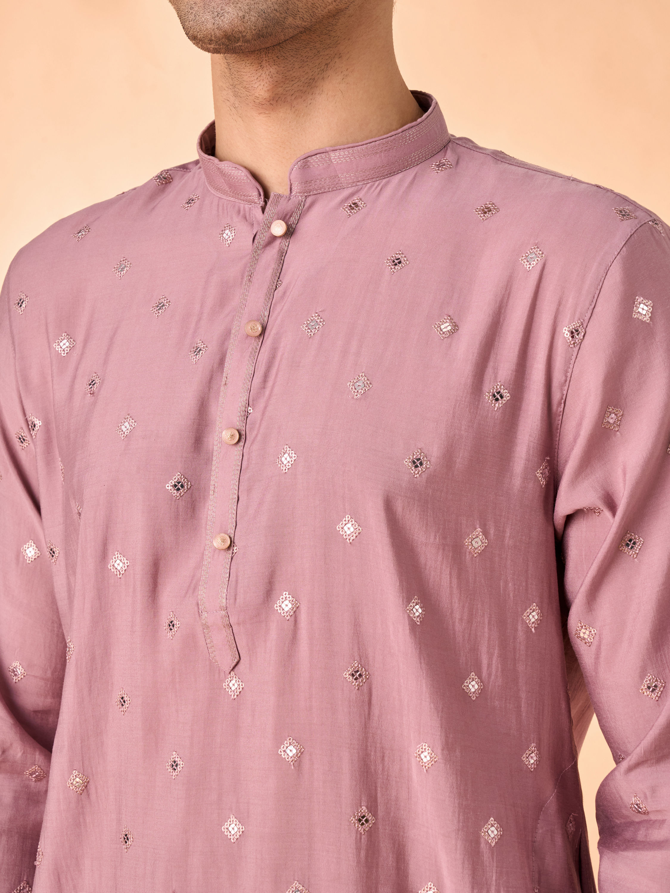 Manyavar Men Dusty Pink Elegance Kurta Pajama