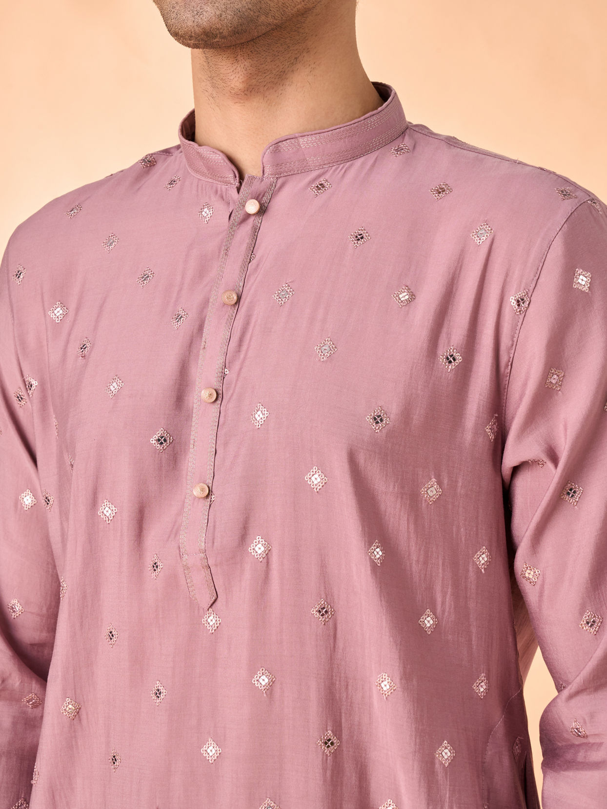 Manyavar Men Dusty Pink Elegance Kurta Pajama