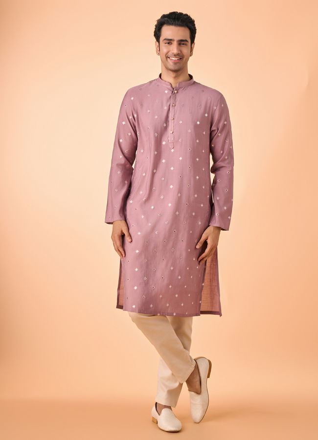 Manyavar Men Dusty Pink Elegance Kurta Pajama