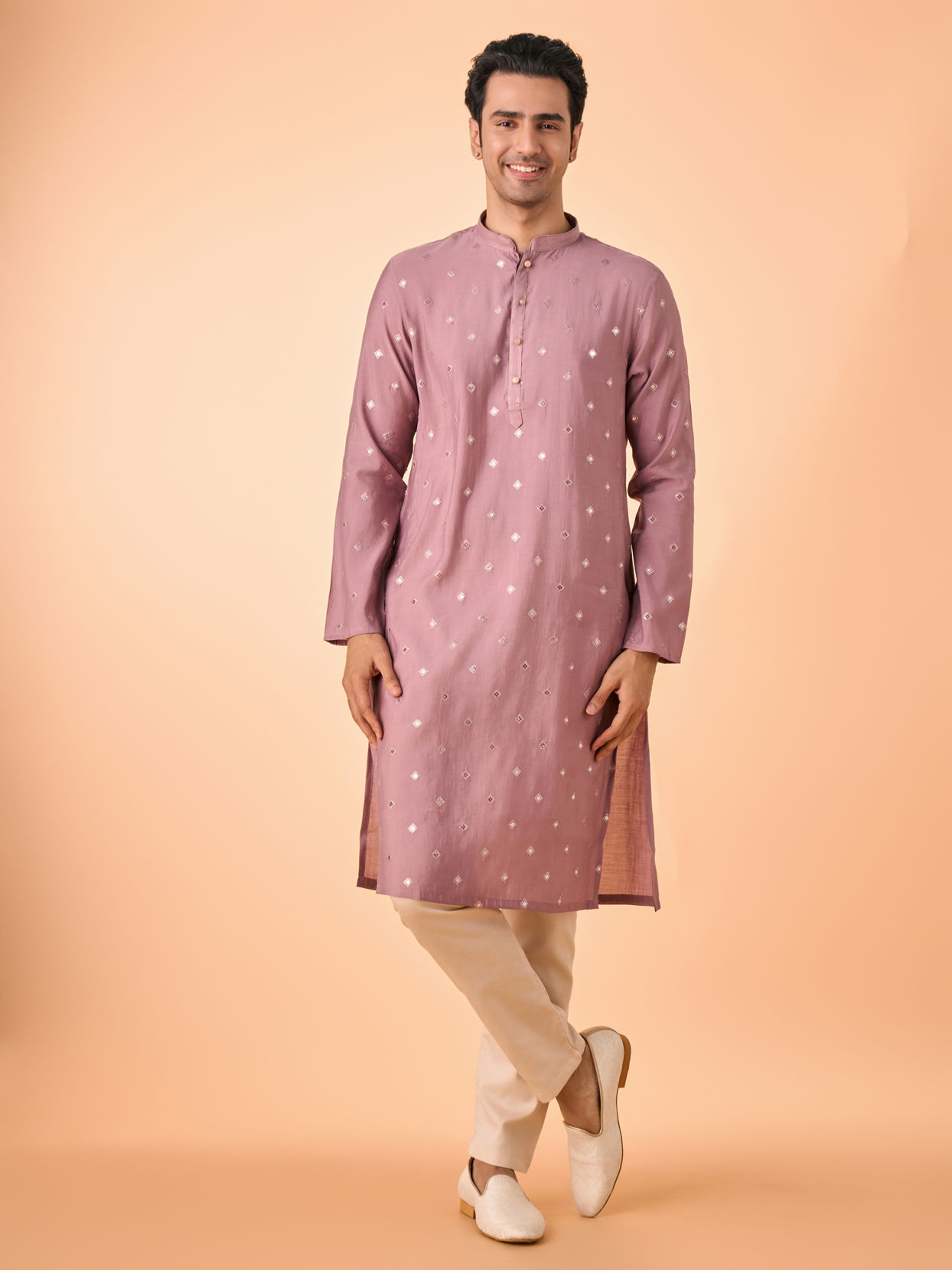 Manyavar Men Dusty Pink Elegance Kurta Pajama