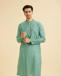 Manyavar Men Plush Aqua Green Kurta Pajama