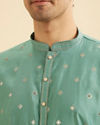 Manyavar Men Plush Aqua Green Kurta Pajama