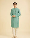 Manyavar Men Plush Aqua Green Kurta Pajama