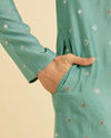 Manyavar Men Plush Aqua Green Kurta Pajama
