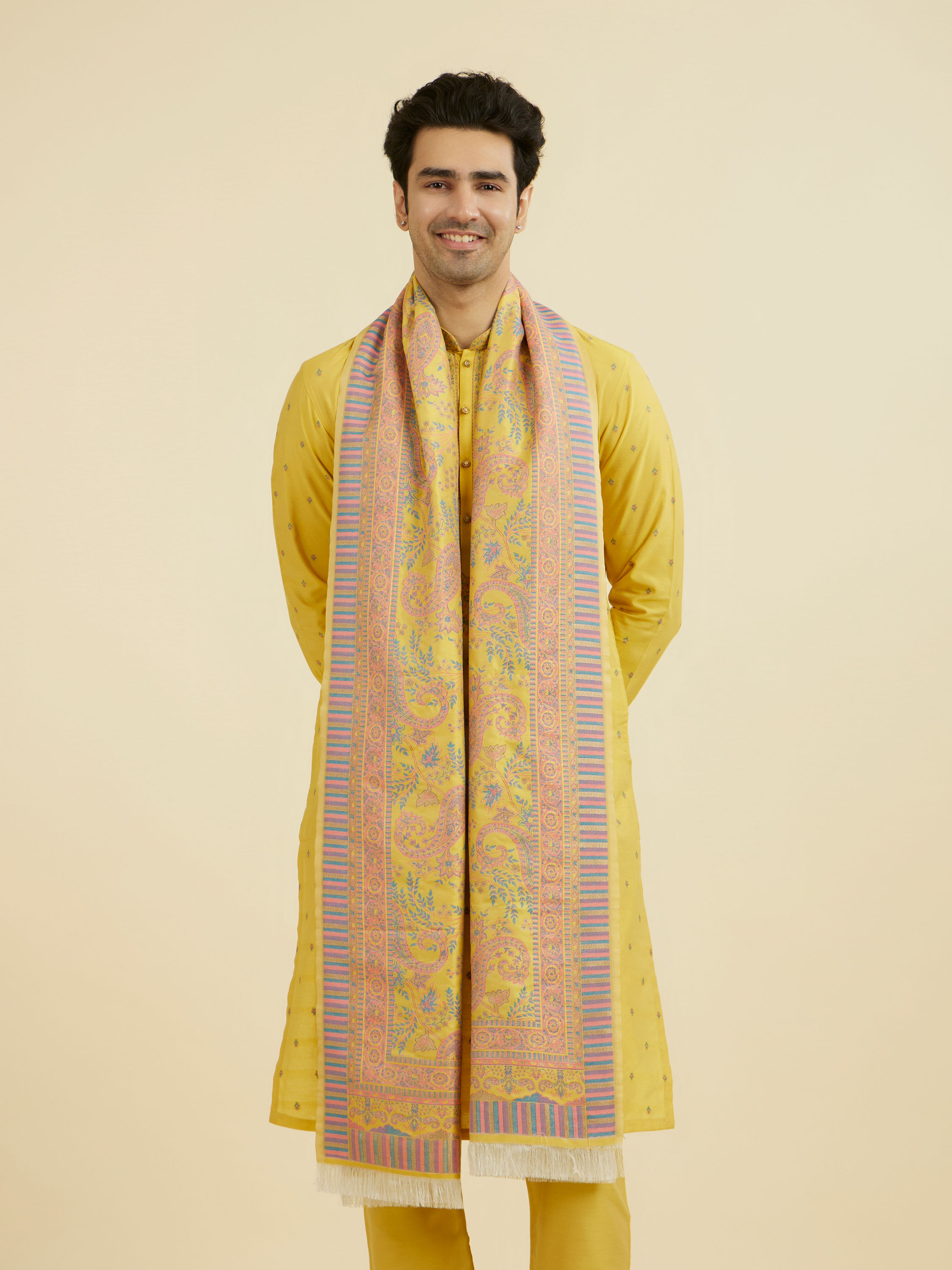Manyavar Men Radiant Yellow Kurta Pajama