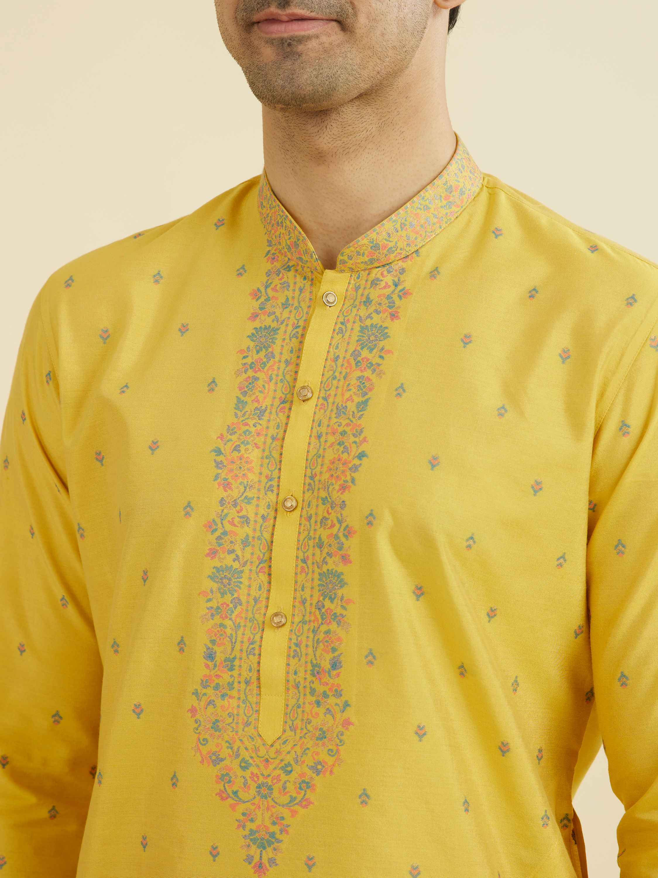 Manyavar Men Radiant Yellow Kurta Pajama