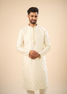 Manyavar Men Cream Extravagance Kurta Pajama