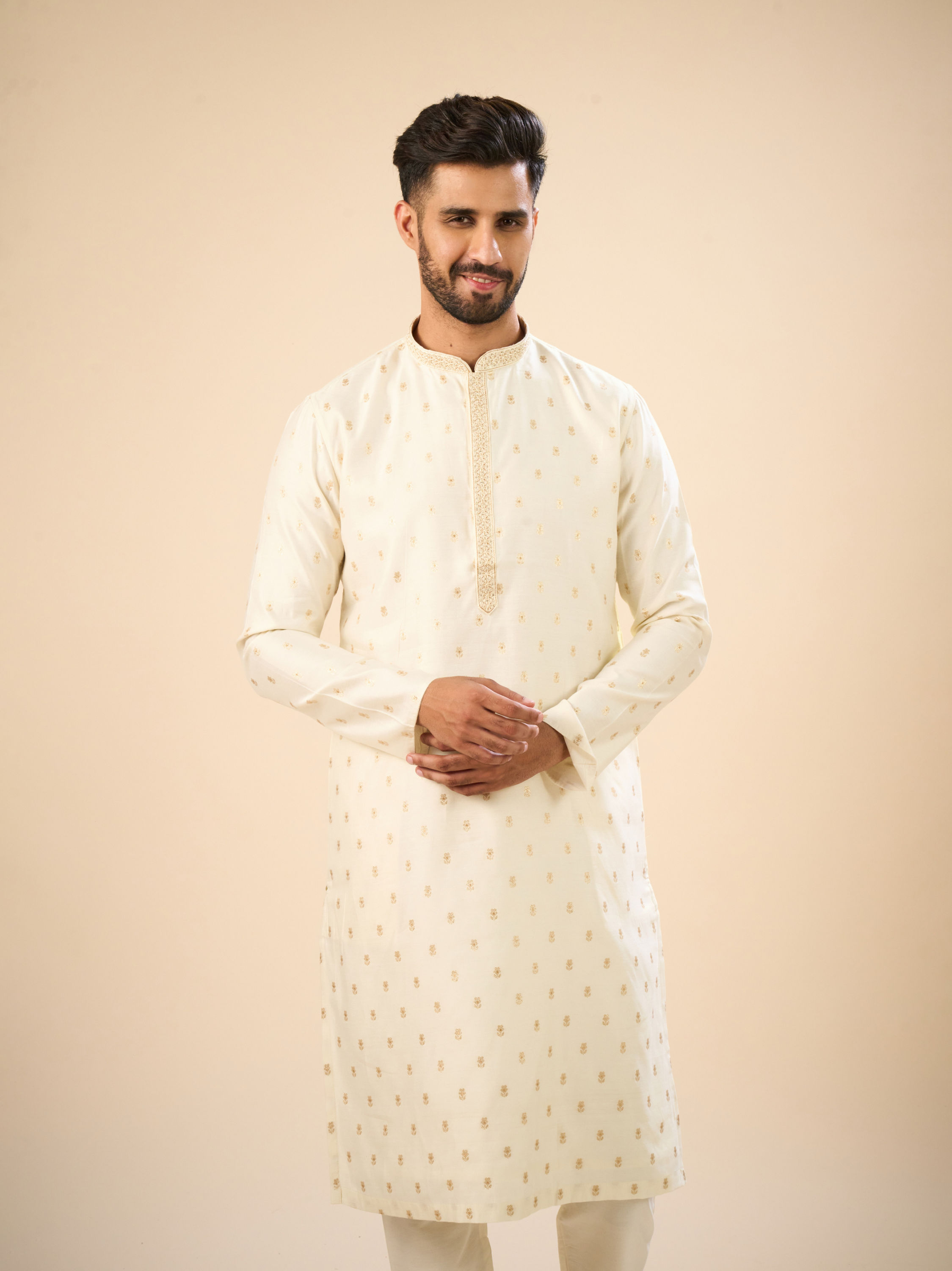 Manyavar Men Cream Extravagance Kurta Pajama