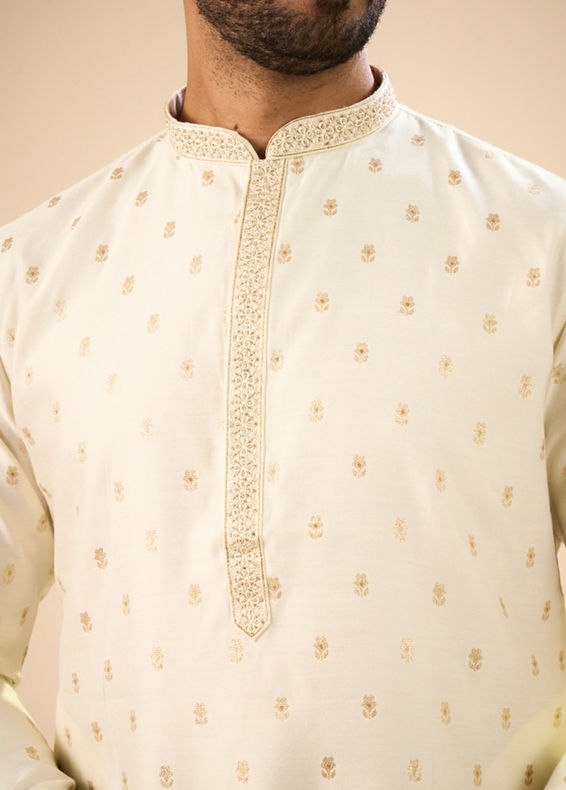 Manyavar Men Cream Extravagance Kurta Pajama