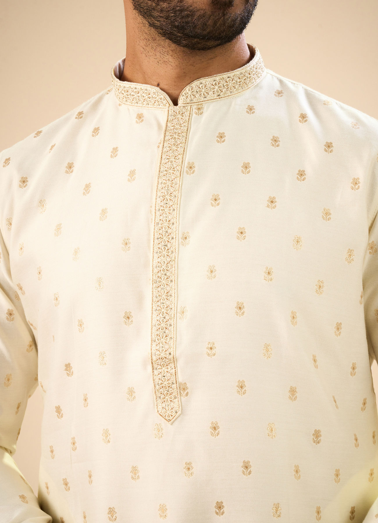 Manyavar Men Cream Extravagance Kurta Pajama