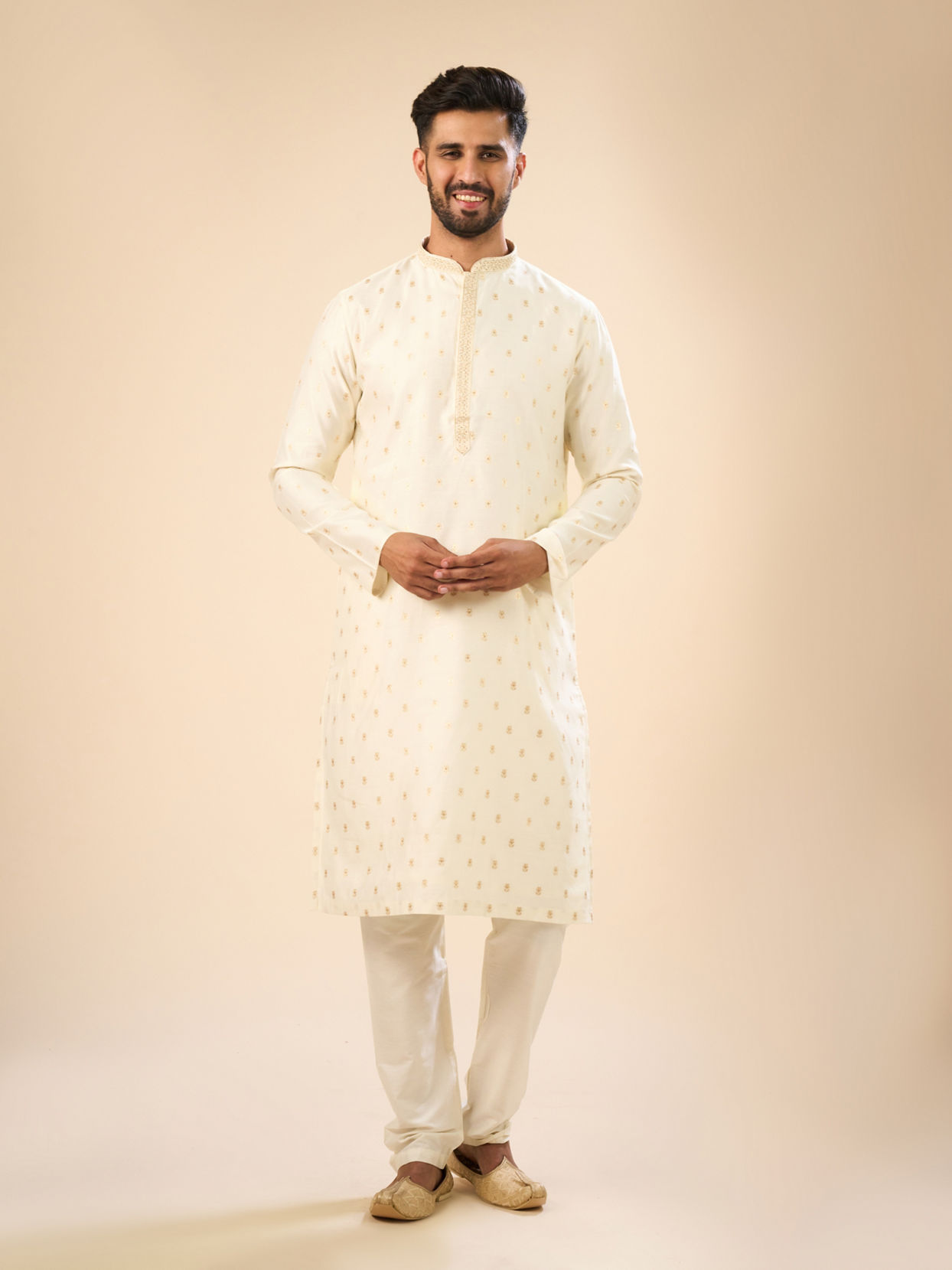 Manyavar Men Cream Extravagance Kurta Pajama