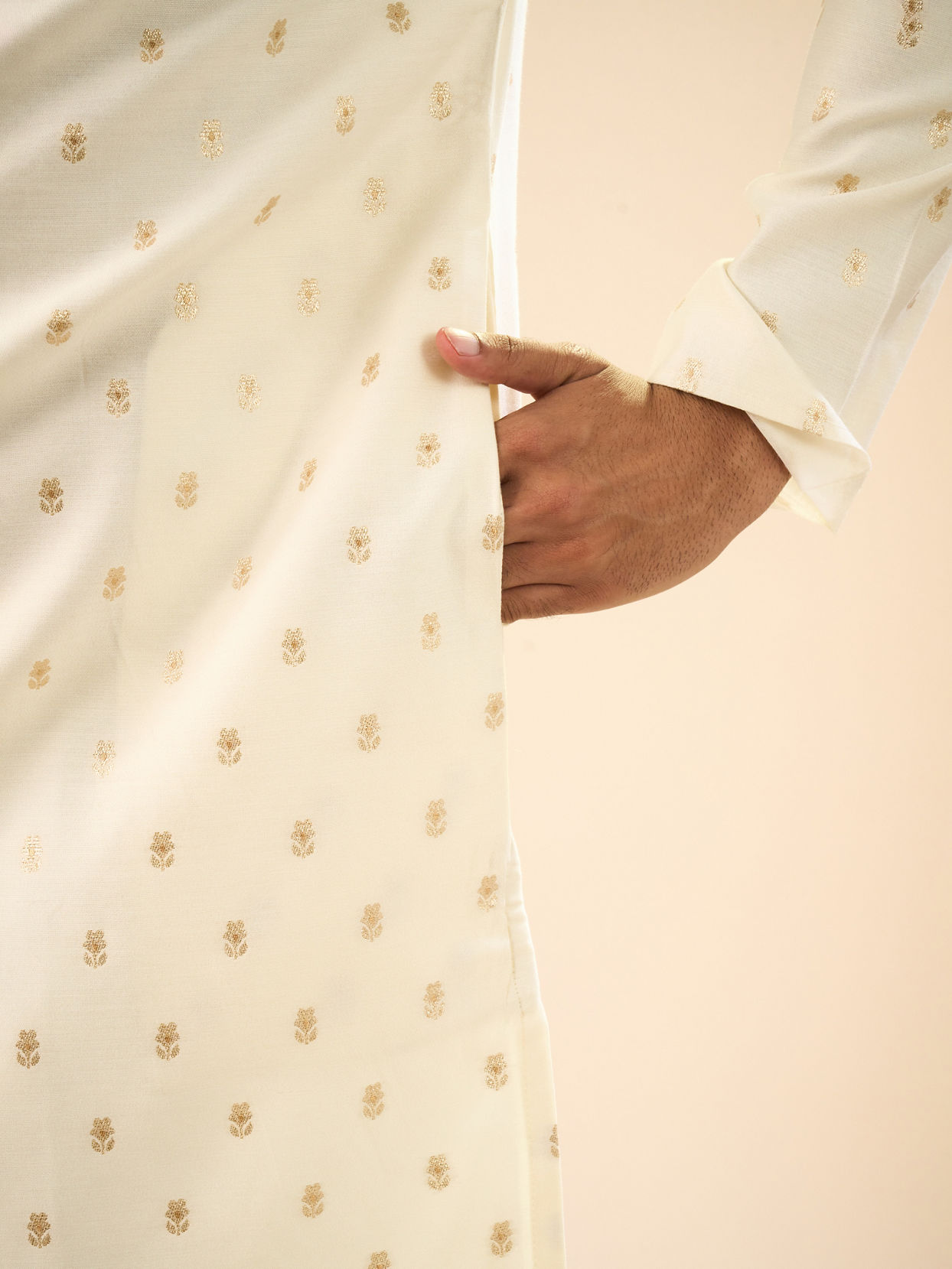 Manyavar Men Cream Extravagance Kurta Pajama