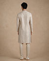 Manyavar Men Beige Blended Viscose Kurta Pajama with Self-Texture